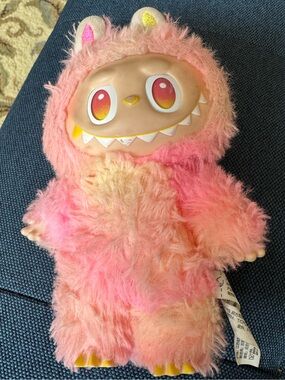 Rare edition Pink and Yellow Labubu Doll Loyalty with yellow tooth